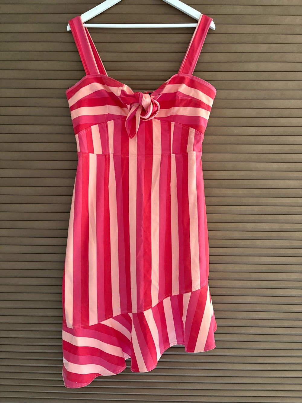 Slate & Willow Pink and Cream Striped Tie-Front Sundress